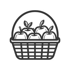 Basket of Apples with Leaves