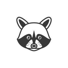 Fototapeta premium Black and white cartoon illustration of a raccoons face