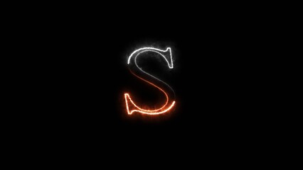 Glowing Neon Effect Letter Icon Illustration and Neon Alphabet Isolated on Black Background. 