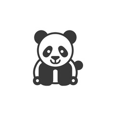 Fototapeta premium Black and White Cartoon Panda Bear Sitting