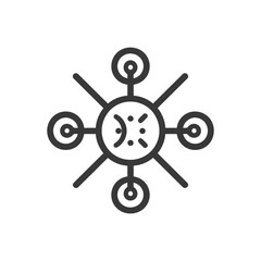 Fototapeta premium Black and White Icon of a Circle with Multiple Lines Connected to Smaller Circles