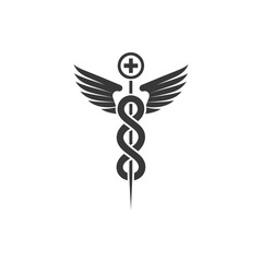 Obraz premium Caduceus with Wings and a Cross Symbol