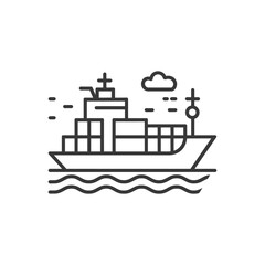 Cargo Ship Sailing on the Ocean with a Single Cloud in the Sky