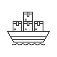 Cargo Ship with Boxes on Deck