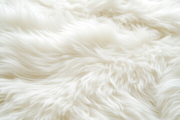 Fototapeta premium Soft white faux fur texture close-up