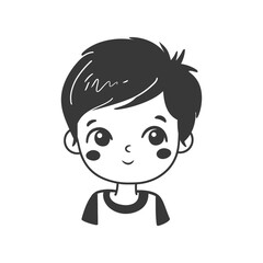 Cartoon Illustration of a Smiling Boy with Short Black Hair