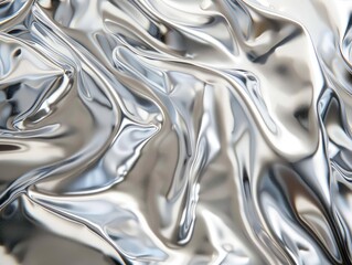 Wavy Texture of Aluminum Metal Foil. Metallic Chromed Background