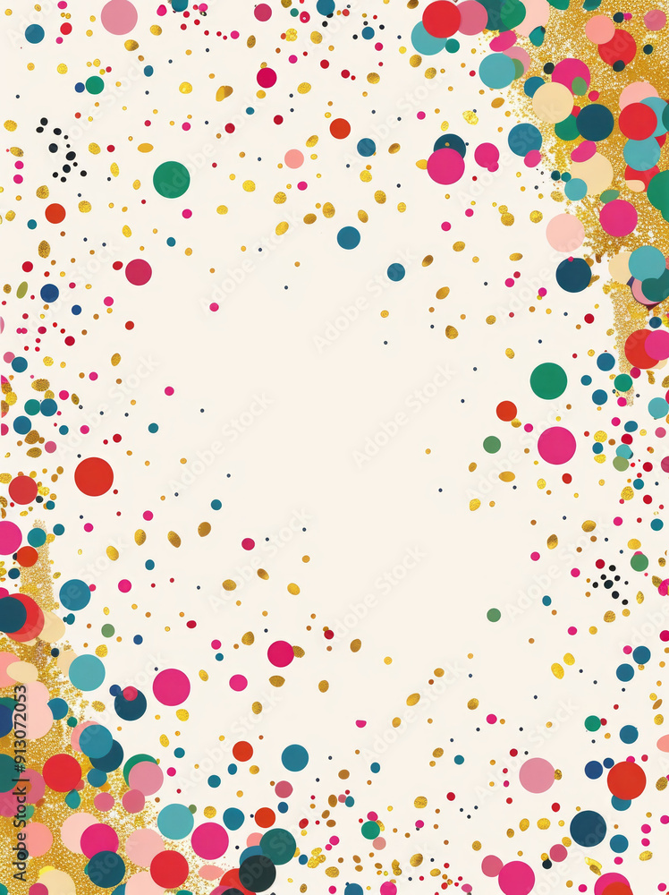 Aufkleber colorful confetti background. a festive backdrop with a scattered design of colorful dots and gold g