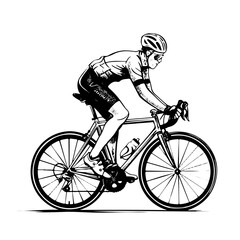 Naklejka premium Professional cyclist. Black and white hand-drawing illustration