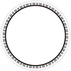 上から見たピアノの鍵盤のフレームベクターイラスト／円