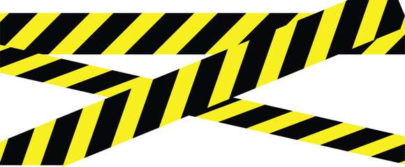 Warning tape with yellow and black diagonal stripes.