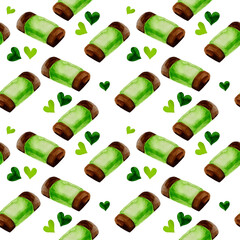 Traditional fika swedish sweets pattern dammsugare or punch roll dessert watercolor illustration