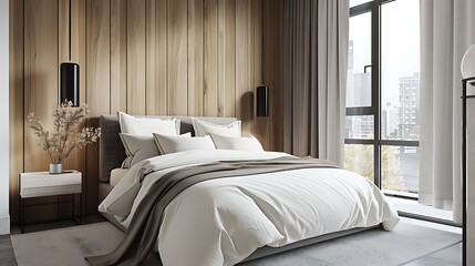 Beautiful Colored Mockup Bedroom Interior Blank Poster Decoration Art Background Image, generative AI