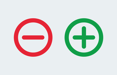 Red minus and green plus icons