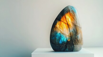 Radiant Labradorite Stone Gleaming with Polished Perfection - Large Portrait Photo