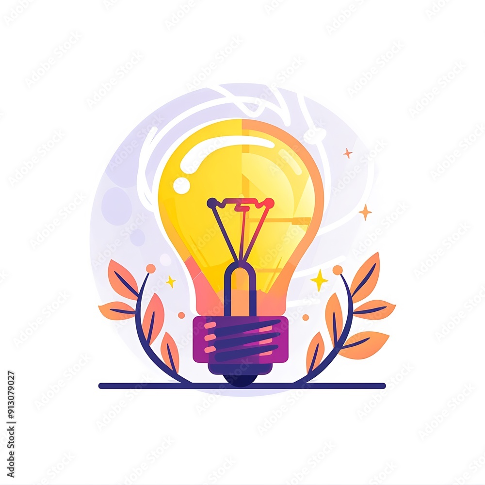 Aufkleber illuminated idea - glowing light bulb with slide vector illustration on white background in flat min