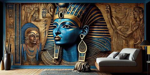 3D Mural Wallpaper of Egyptian Wall with Hieroglyphs Inside the Pharaoh's Tomb - Ancient Art