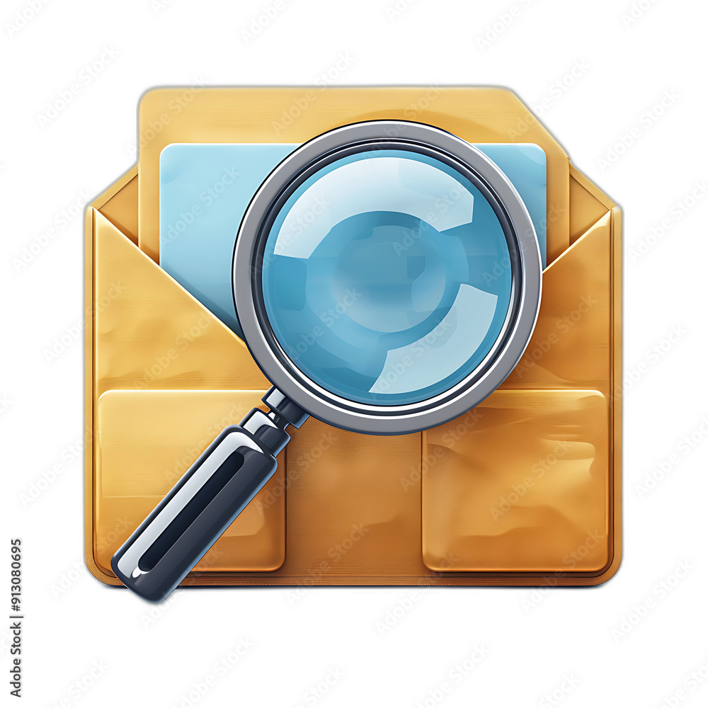 Poster digital software tools icon concept with folder and loupe | stylized vector illustration design