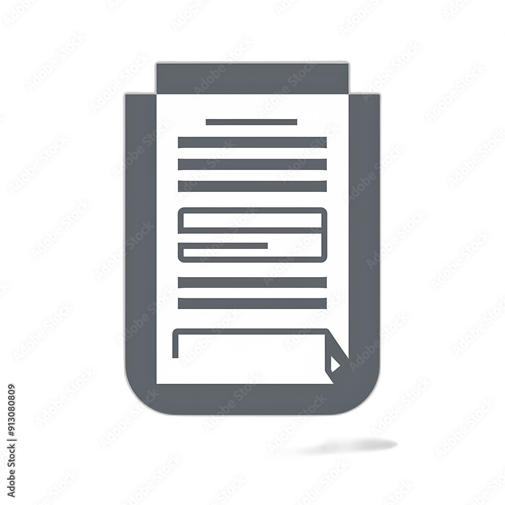 Poster minimalistic flat vector icon of an important document - gray outline on white background