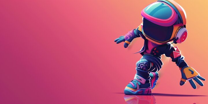 3D Cartoon Character in Futuristic Gear.