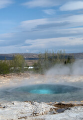 Eruption of a Geysir in Iceland in a hyperthermia area 