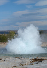 Eruption of a Geysir in Iceland in a hyperthermia area 