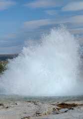 Eruption of a Geysir in Iceland in a hyperthermia area 