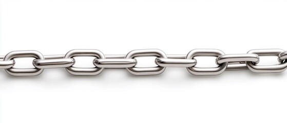 Obraz premium Close-Up of Metal Chain Links Isolated on White Background. Generative ai.
