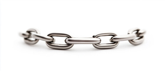 Close-Up of Metal Chain Links Isolated on White Background. Generative ai.
