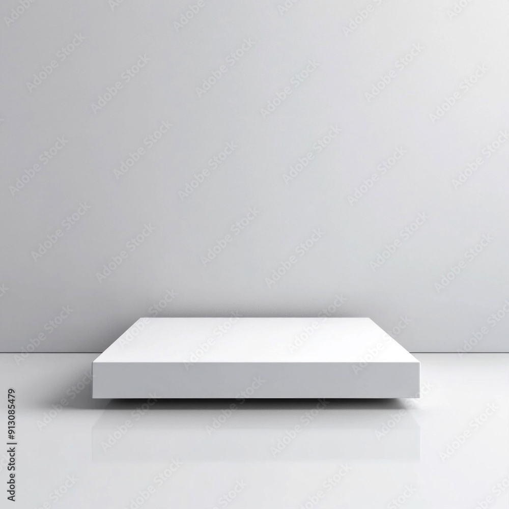 Poster minimalist white rectangular pedestal for product display. generative ai.