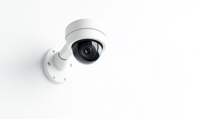 Modern Security Camera on White Wall. Generative ai.