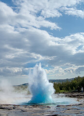 Eruption of a Geysir in Iceland in a hyperthermia area 