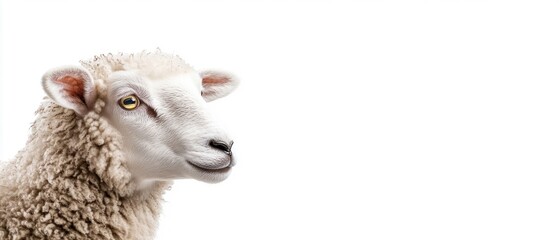 Fototapeta premium Sheep on White Background. Generative ai