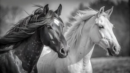 White and black horse