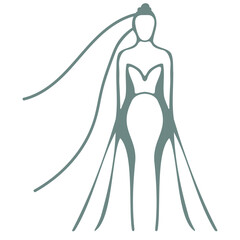 A woman wearing a long, flowing dress with a high slit up the leg, standing in a graceful pose