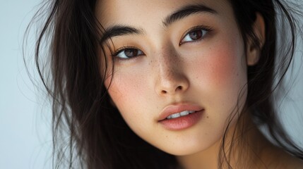 Naklejka premium A woman with dark hair and a red lip
