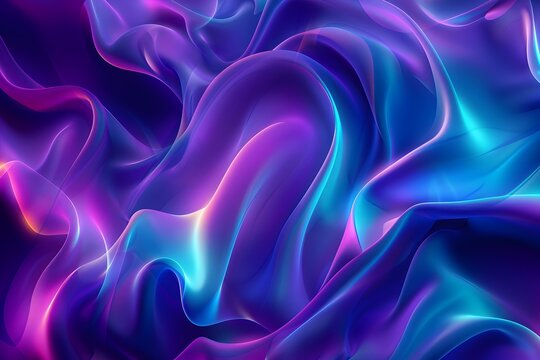 abstract background with neon blue and purple shapes, glowing lines, blurred edges, dark background, simple shapes, smooth curves, light rays, gradient effect, vector illustration, 3d render, high res