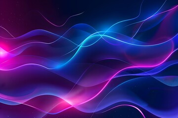 Fototapeta premium abstract background with neon blue and purple shapes, glowing lines, blurred edges, dark background, simple shapes, smooth curves, light rays, gradient effect, vector illustration, 3d render, high res