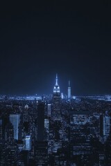Fototapeta premium Captivating skyline filled with elegant buildings and colorful lights creating an amazing night ambiance