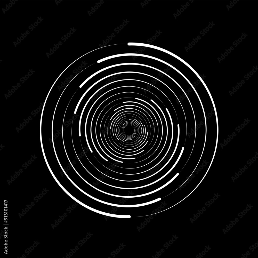 Wall mural spirograph abstract element on a black background.