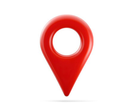 Red realistic 3D map pin pointer icon. Isolated on a white background. Vector illustration.