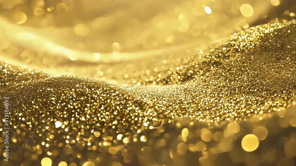 Aufkleber glittering particles swirl and twinkle, creating a captivating dance of gold under soft light, illum