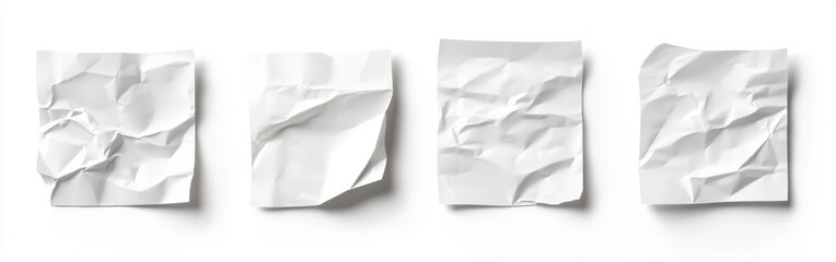 Obraz premium Collection of Crumpled White Paper Sheets Isolated on White Background