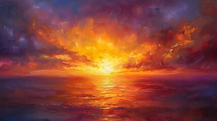 Fototapeta premium sunset in oil painting