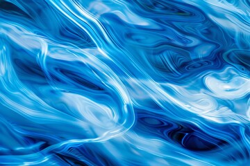 Fototapeta premium The image is a blue and white abstract painting of water. The blue and white colors create a calming and serene mood, while the abstract nature of the painting adds a sense of movement and energy