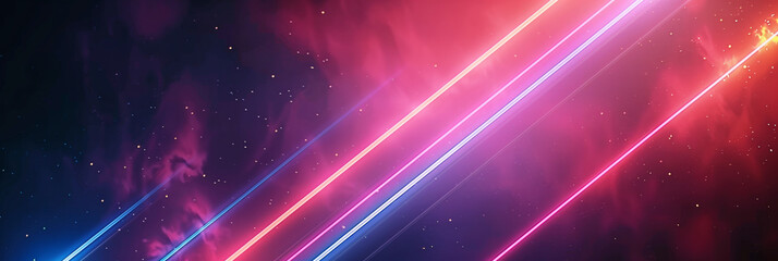 Fototapeta premium Abstract Background of Lines with Neon Lights and Starry Sky
