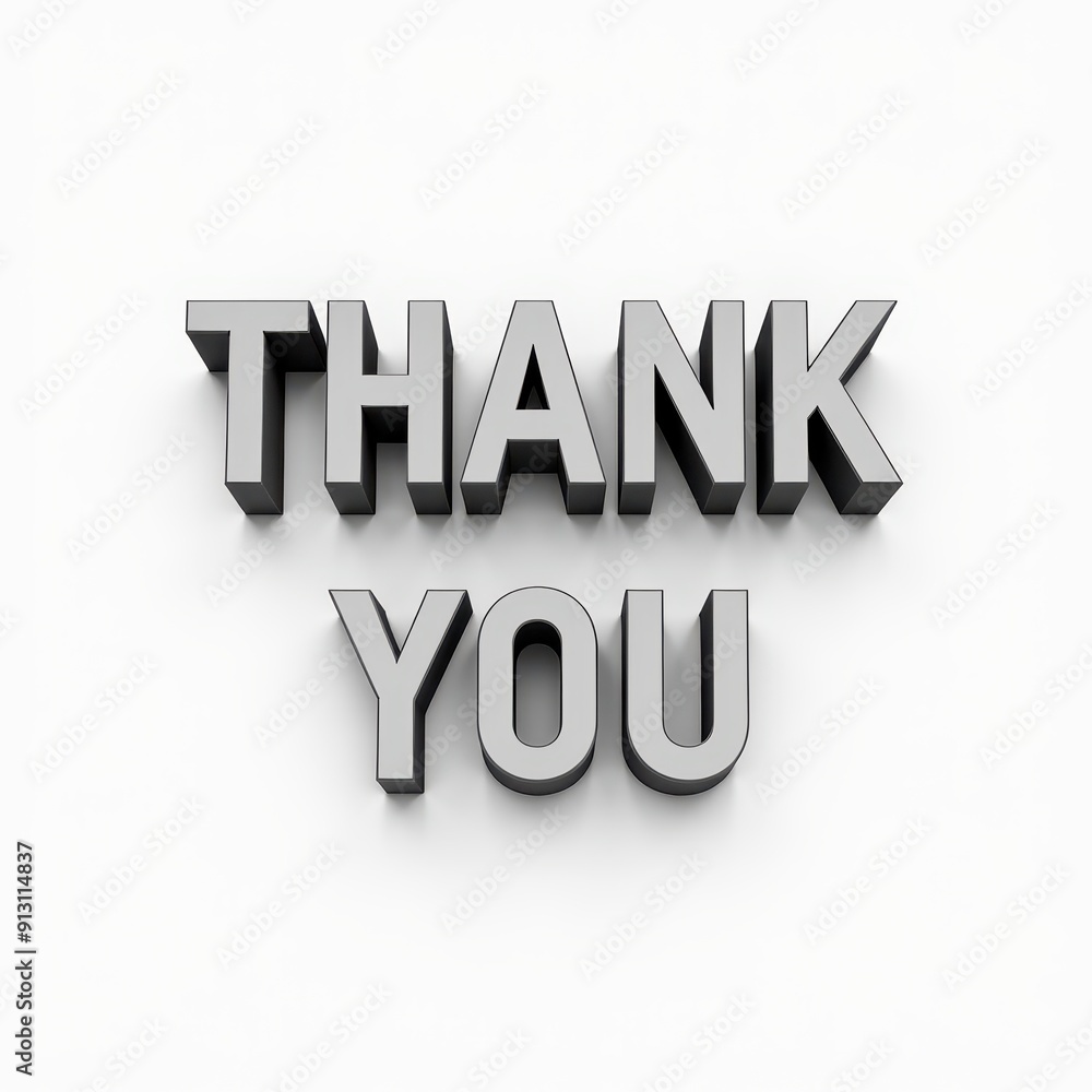 Fototapete thank you message 3d text typography design. modern thanks lettering graphic element web banner illu