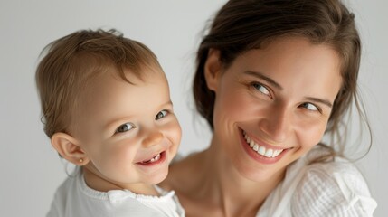 Heartfelt interaction of a mother and her joyful baby, reflecting their deep emotional connection.