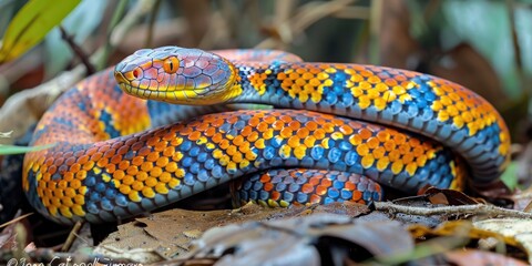 Obraz premium Snake species known as Boiga cynodon native to South East Asia commonly referred to as the Dog toothed Cat Snake