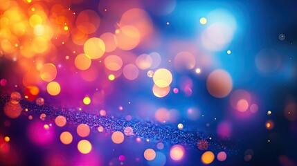 Obraz premium Abstract background with vibrant, colorful bokeh lights and blurred shapes, evoking a sense of magic and wonder